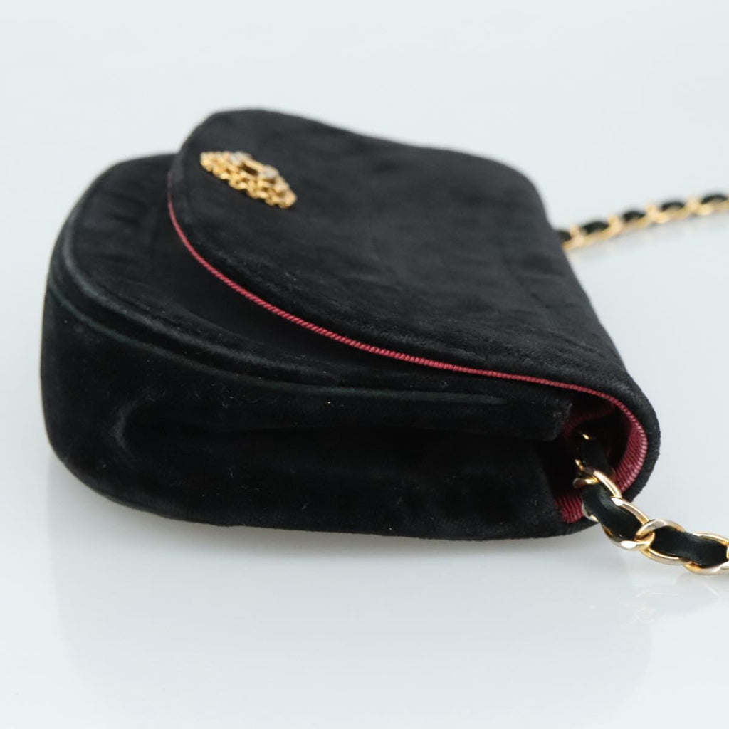 CHANEL Chain Shoulder Bag Suede Black CC 105831