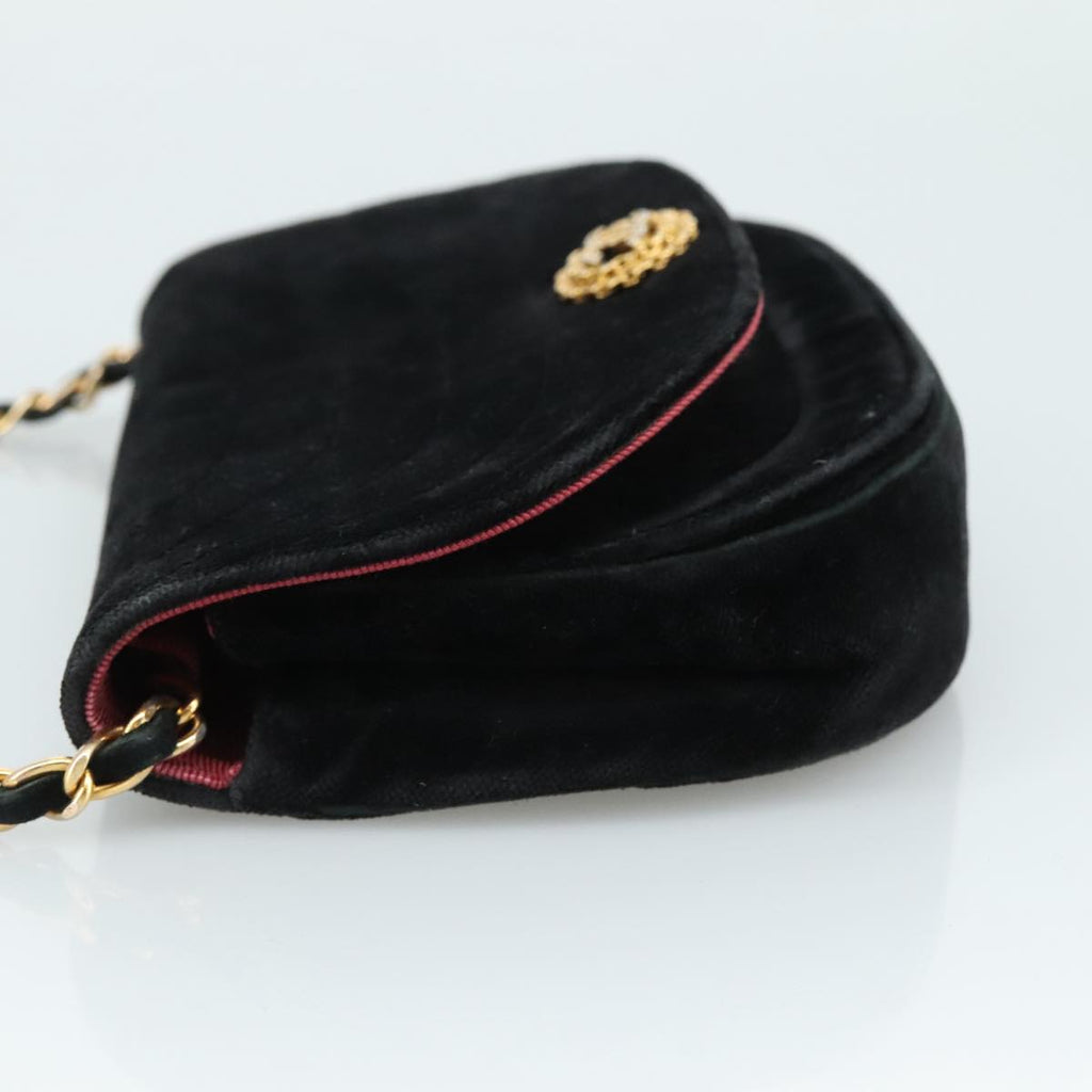 CHANEL Chain Shoulder Bag Suede Black CC 105831