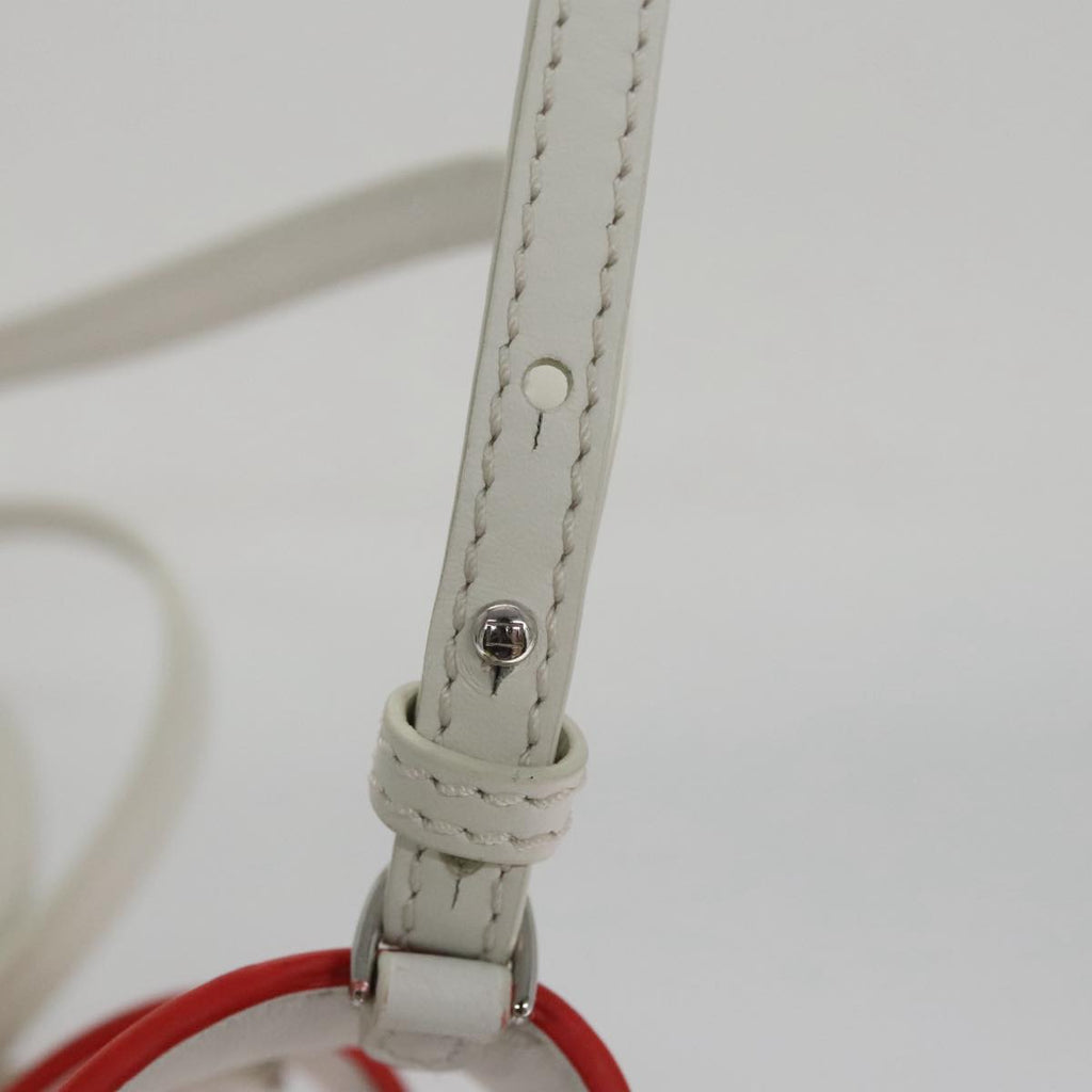 FENDI Shoulder Bag Leather White Red 105854A