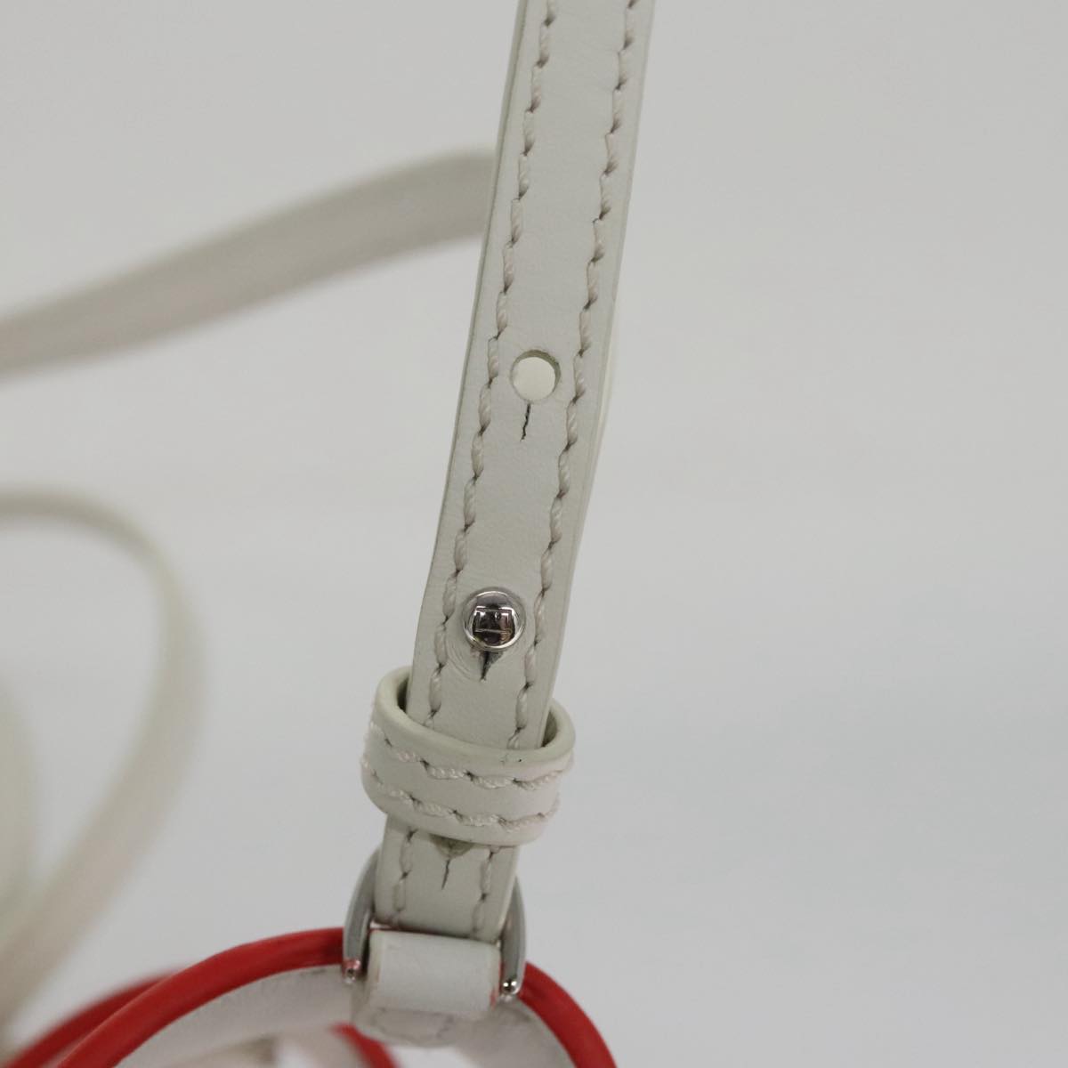 FENDI Shoulder Bag Leather White Red 105854A