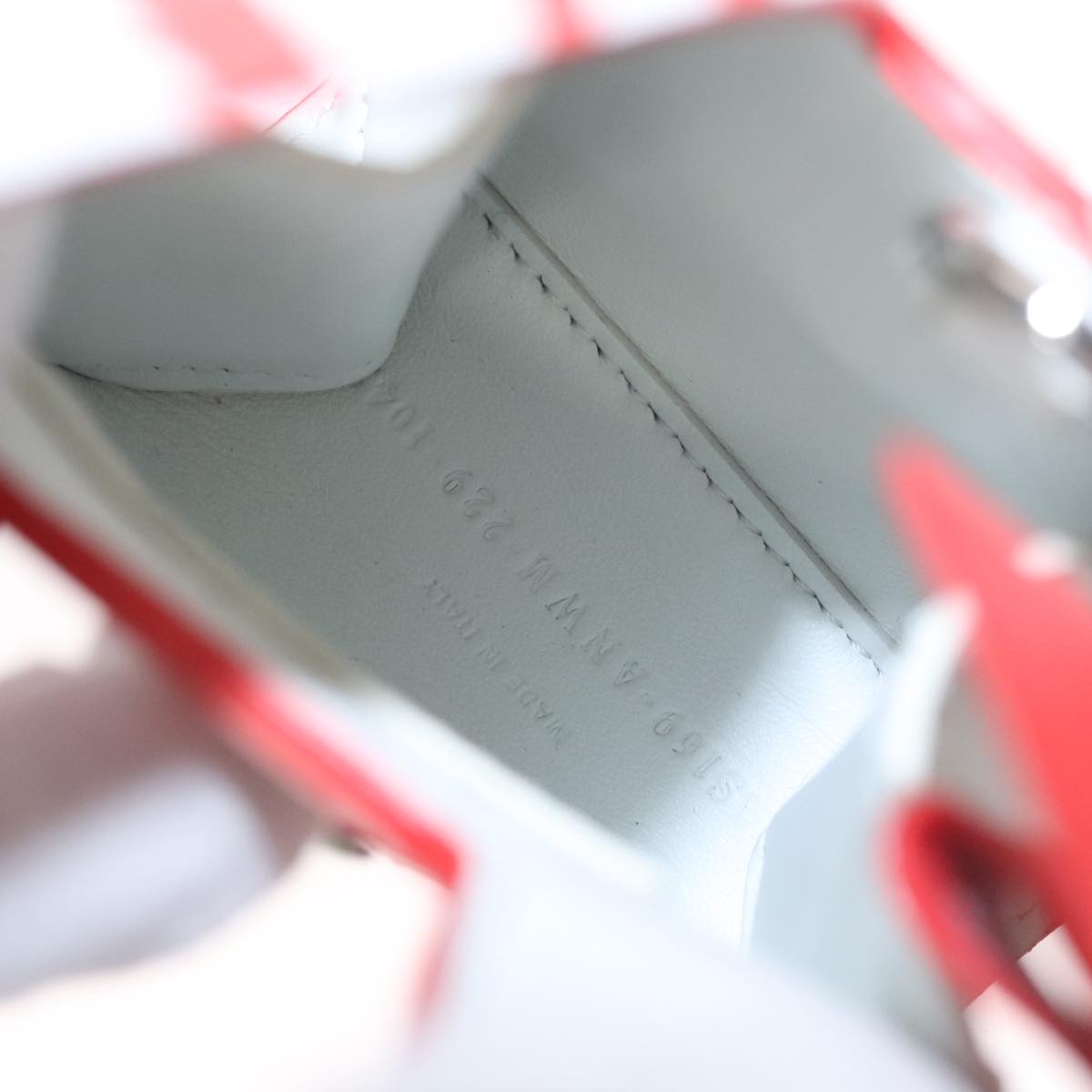FENDI Shoulder Bag Leather White Red 105854A