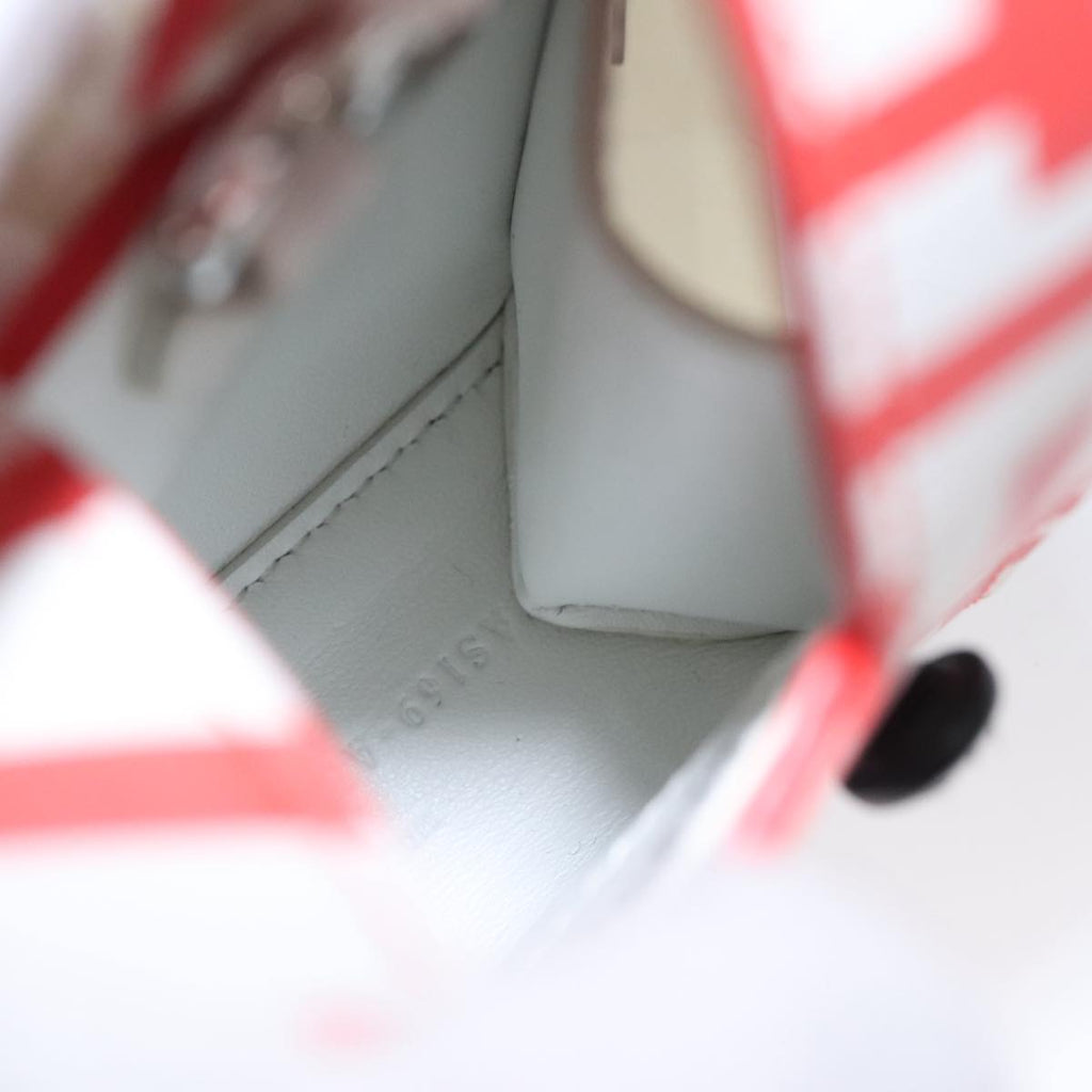 FENDI Shoulder Bag Leather White Red 105854A