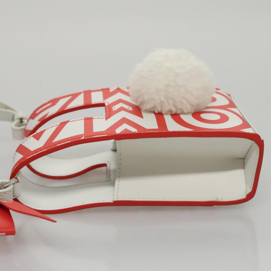 FENDI Shoulder Bag Leather White Red 105854A