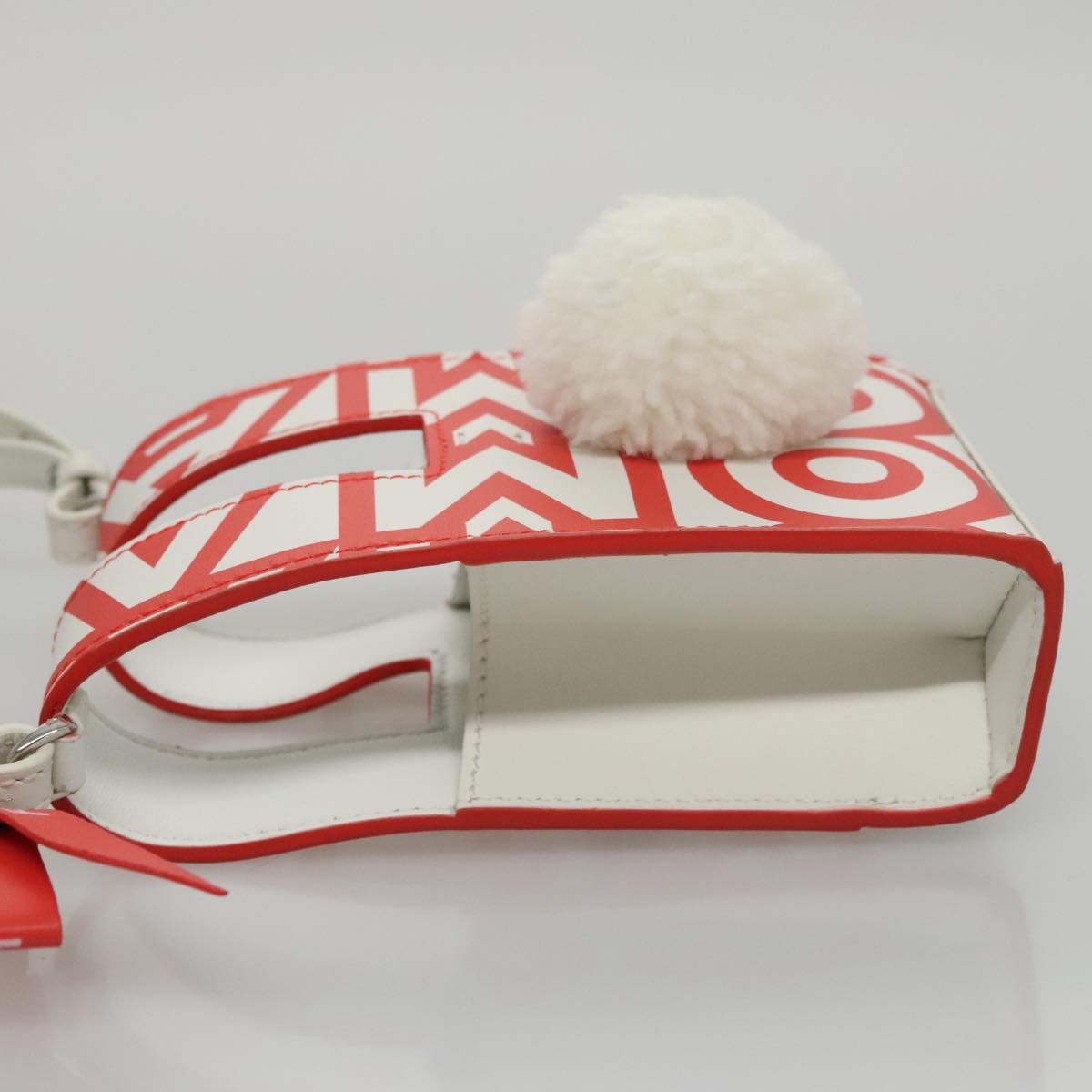FENDI Shoulder Bag Leather White Red 105854A