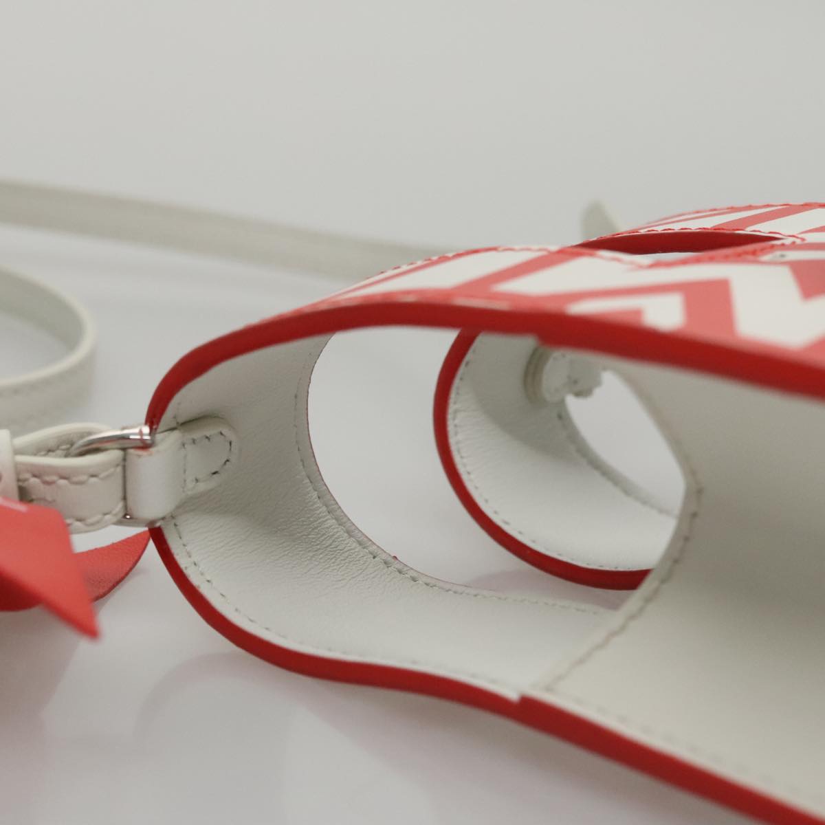 FENDI Shoulder Bag Leather White Red 105854A