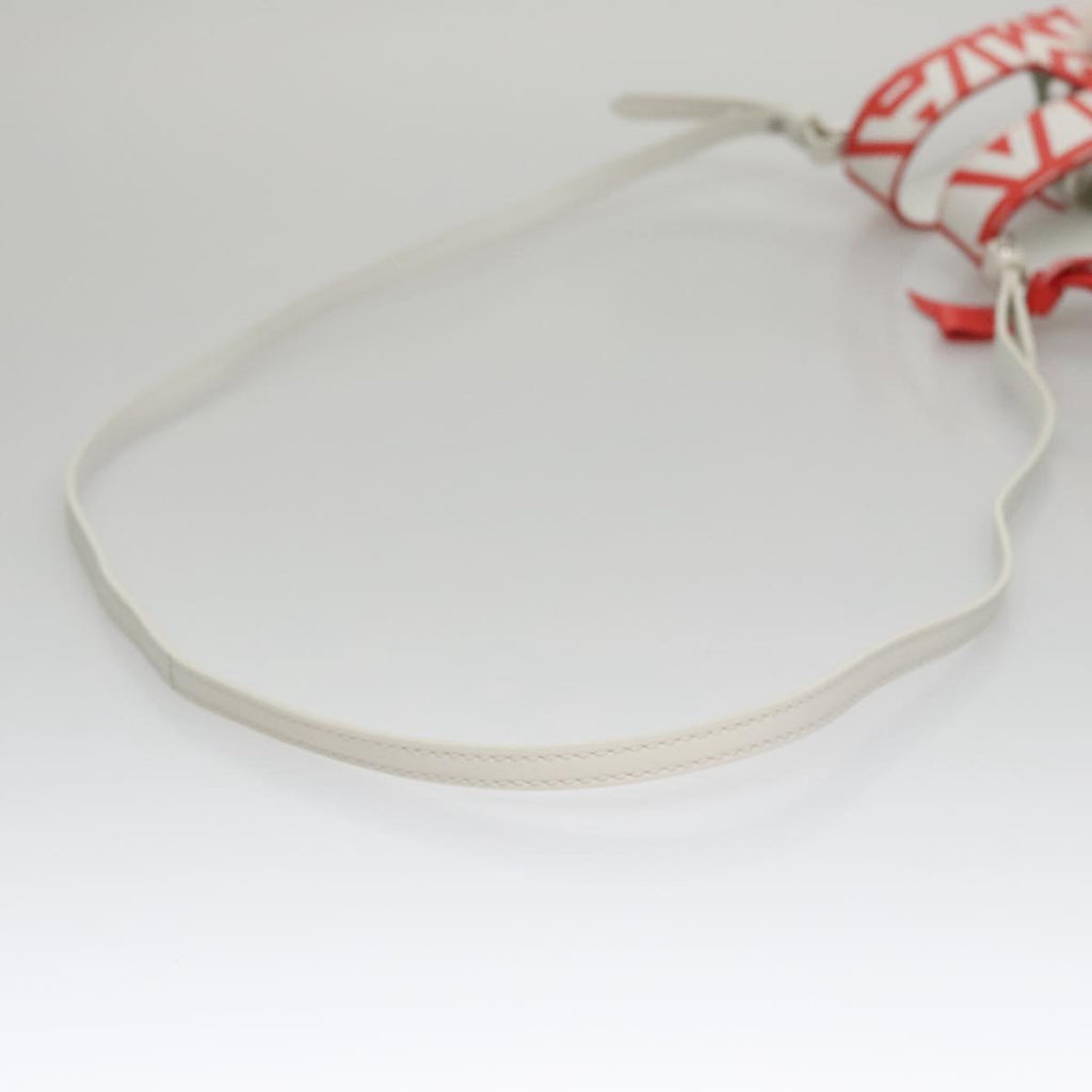 FENDI Shoulder Bag Leather White Red 105854A