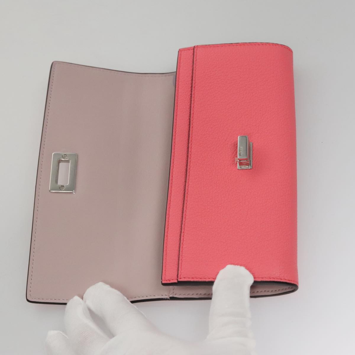 FENDI Peek A Boo Long Wallet Leather Pink 8M0427 105907