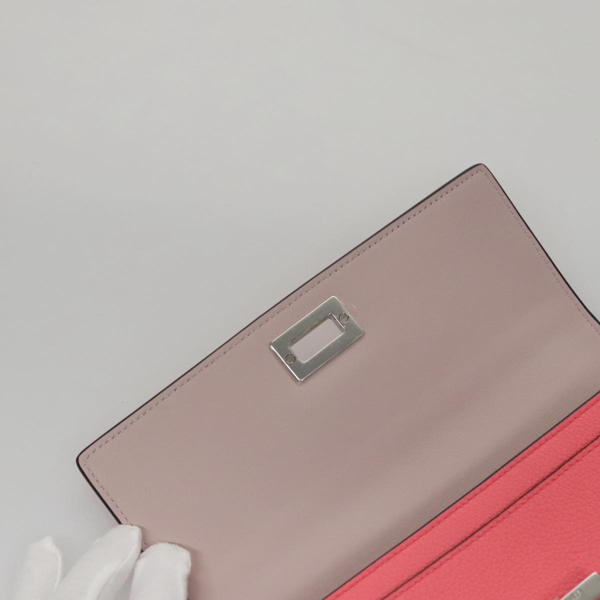 FENDI Peek A Boo Long Wallet Leather Pink 8M0427 105907