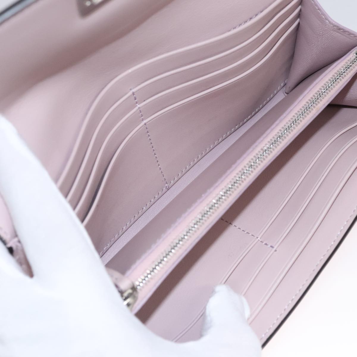FENDI Peek A Boo Long Wallet Leather Pink 8M0427 105907