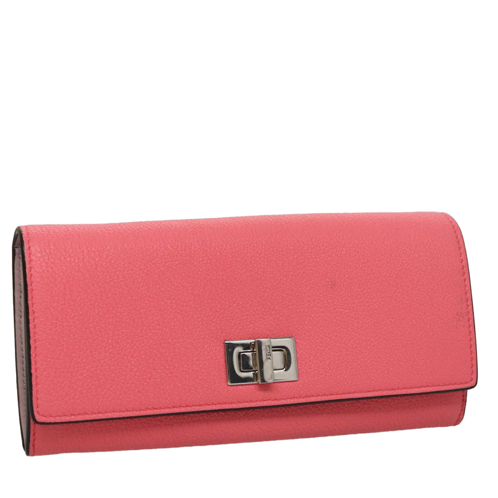 FENDI Peek A Boo Long Wallet Leather Pink 8M0427 105907