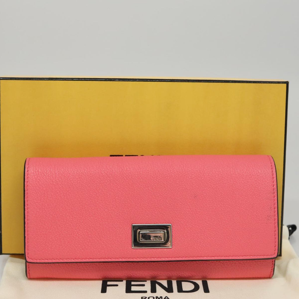 FENDI Peek A Boo Long Wallet Leather Pink 8M0427 105907