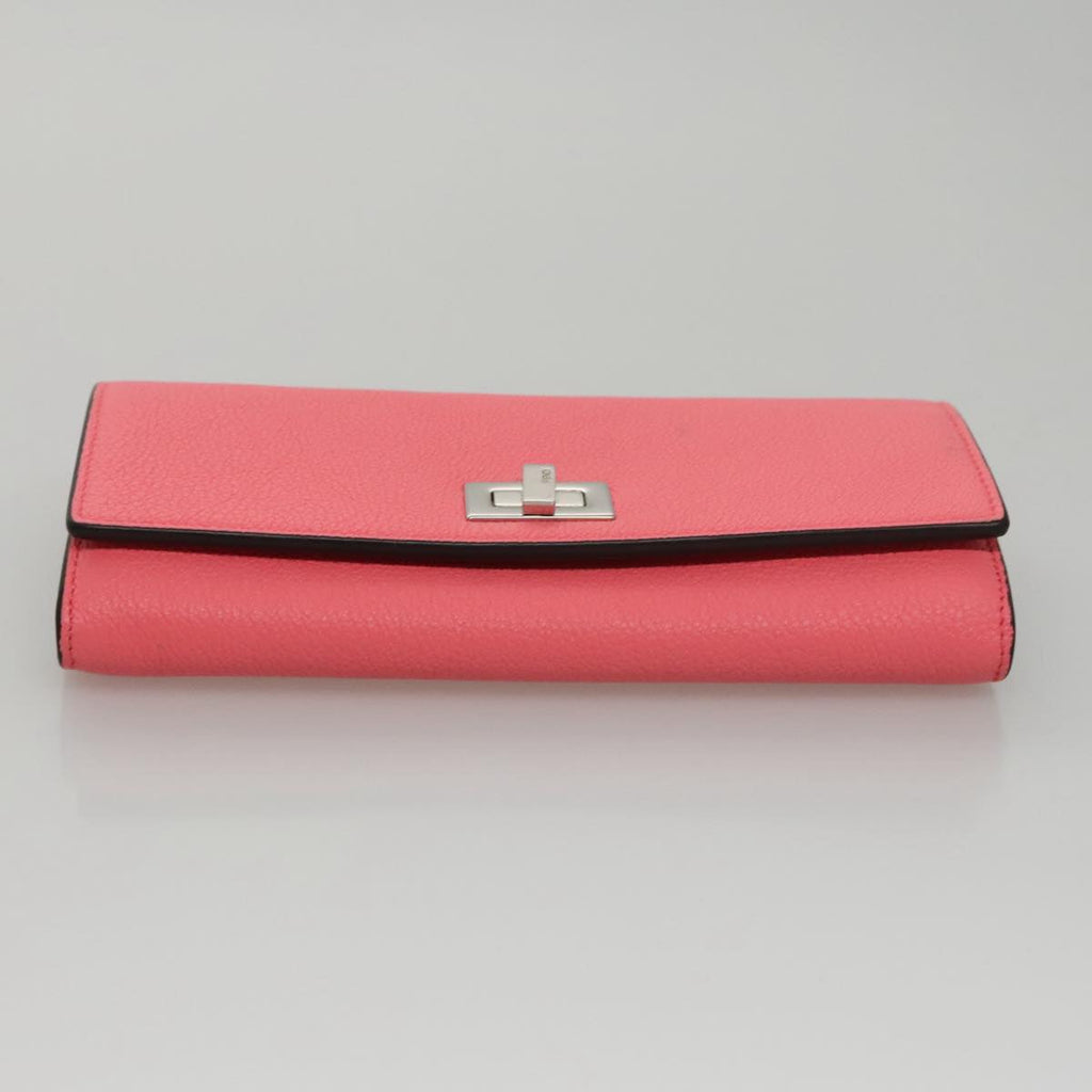 FENDI Peek A Boo Long Wallet Leather Pink 8M0427 105907