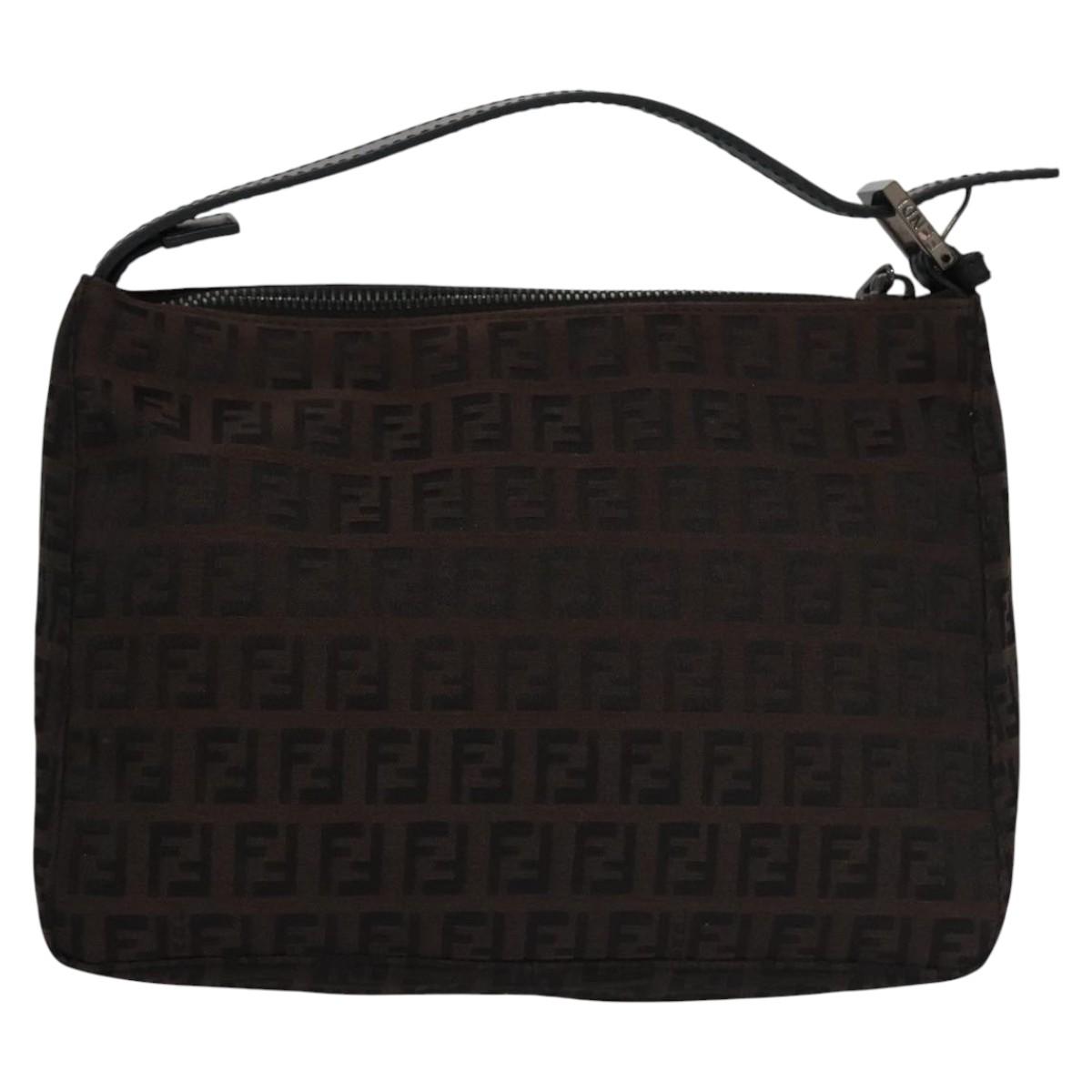 FENDI Zucchino Canvas Pouch Brown 105942