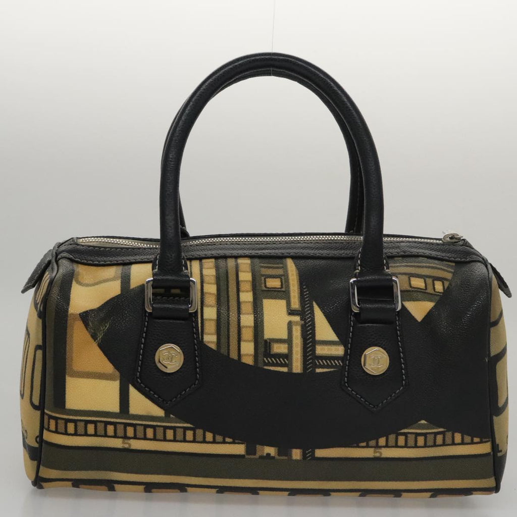 CHANEL Central Station Hand Bag PVC Beige CC 105991
