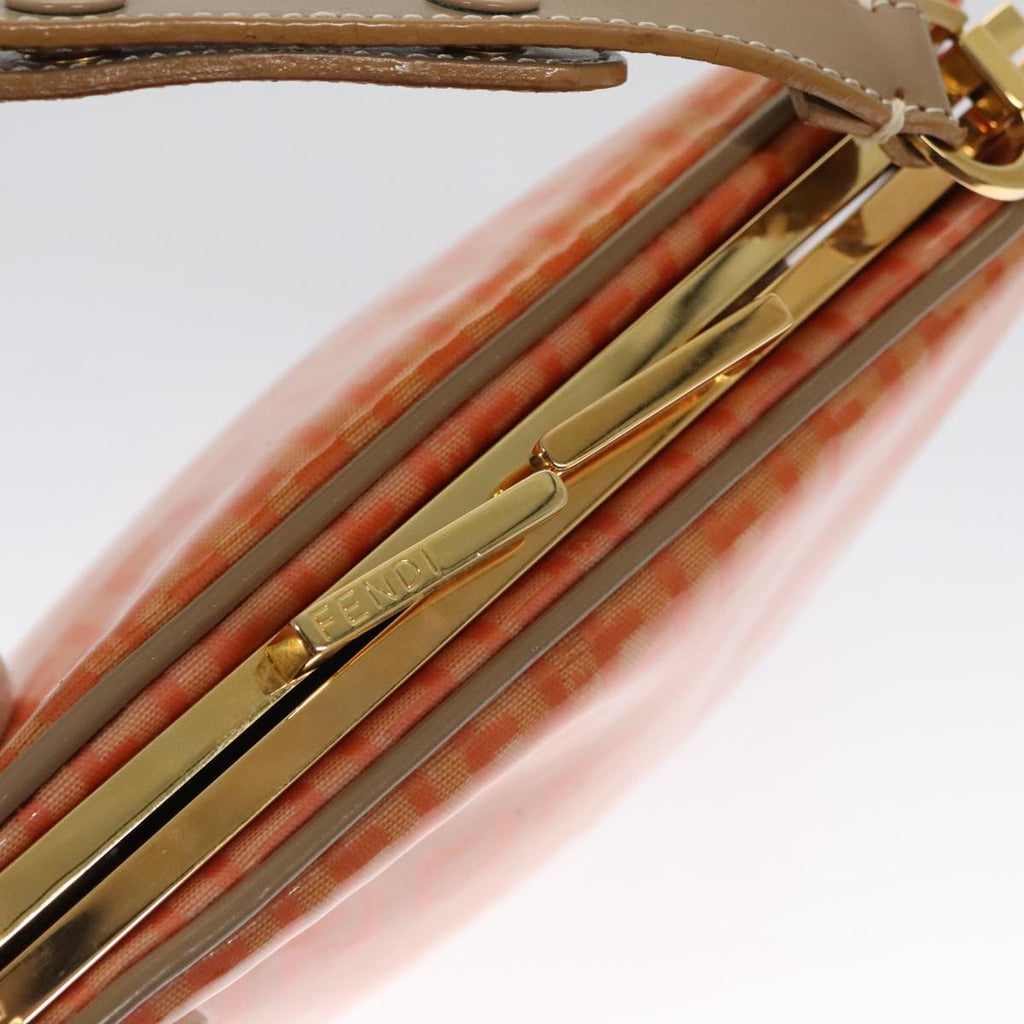 FENDI Zucchino Canvas Shoulder Bag Enamel Gold Orange 106076
