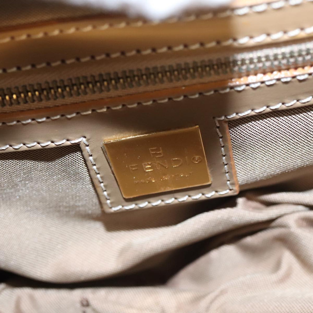 FENDI Zucchino Canvas Shoulder Bag Enamel Gold Orange 106076