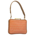 FENDI Zucchino Canvas Shoulder Bag Enamel Gold Orange 106076