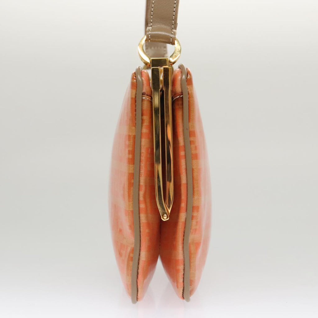 FENDI Zucchino Canvas Shoulder Bag Enamel Gold Orange 106076