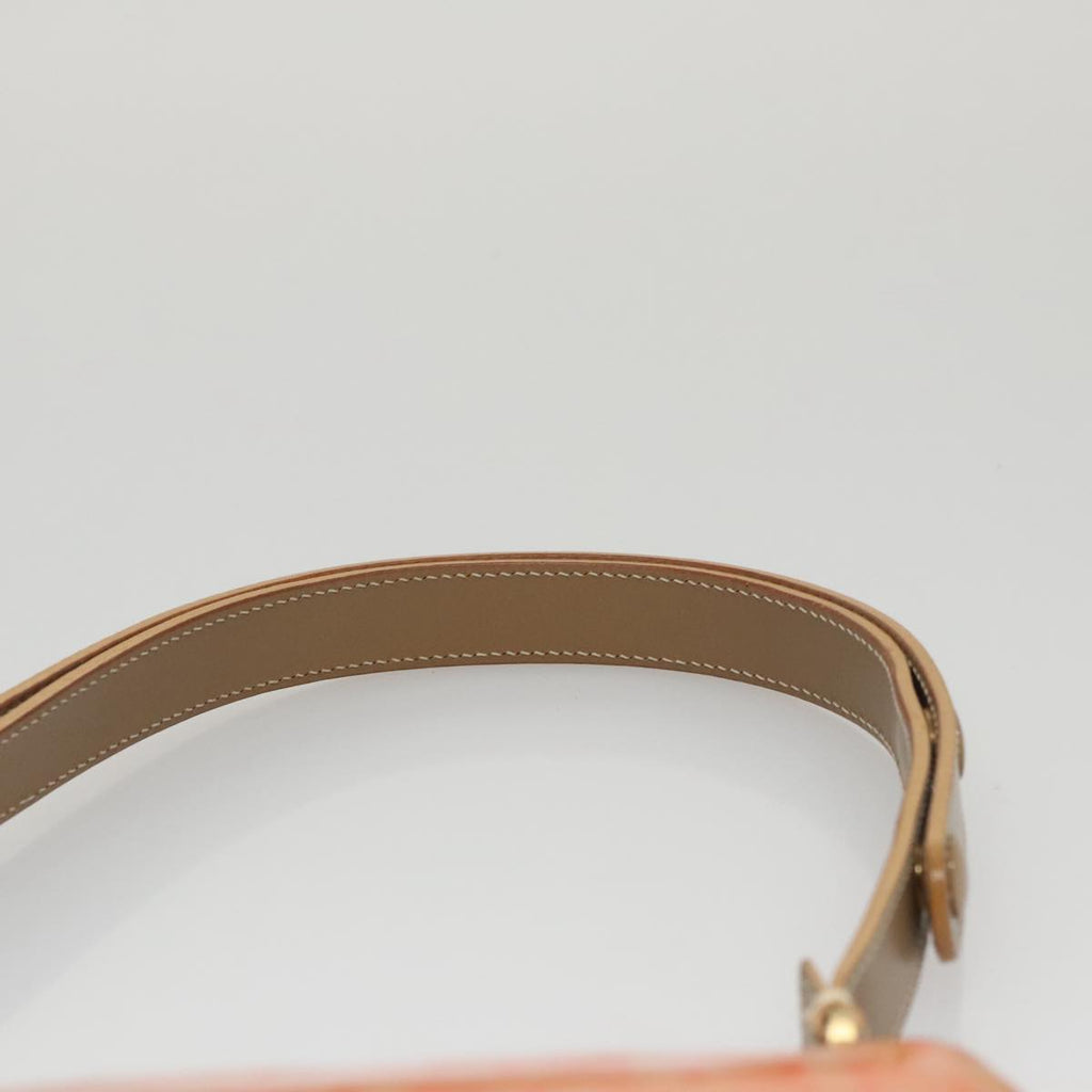 FENDI Zucchino Canvas Shoulder Bag Enamel Gold Orange 106076