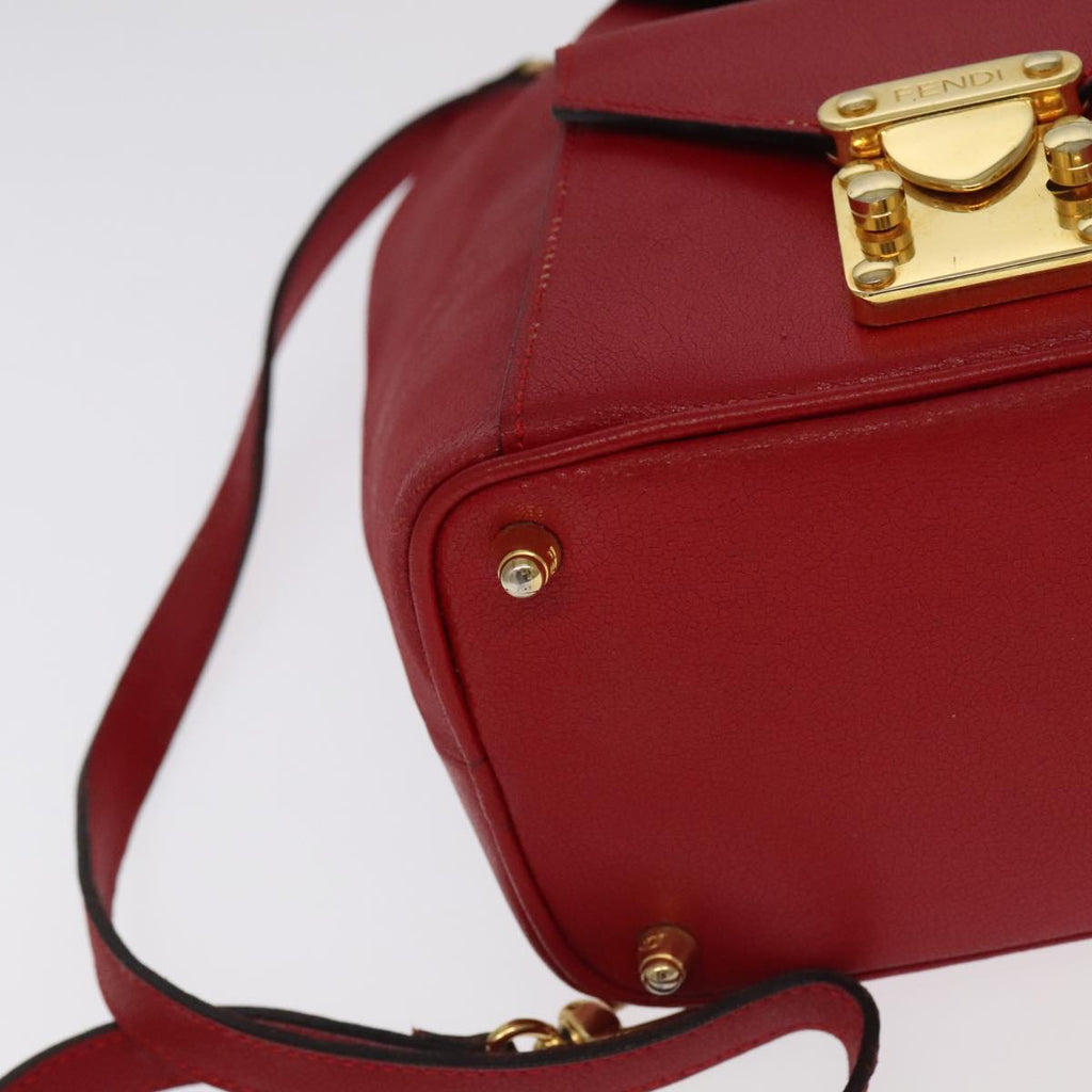 FENDI Backpack Leather Red Gold 106152