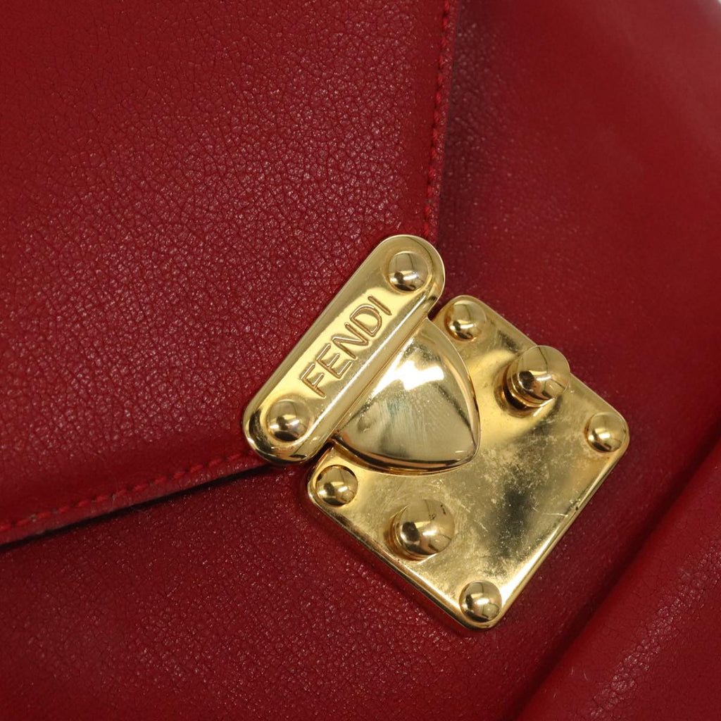 FENDI Backpack Leather Red Gold 106152