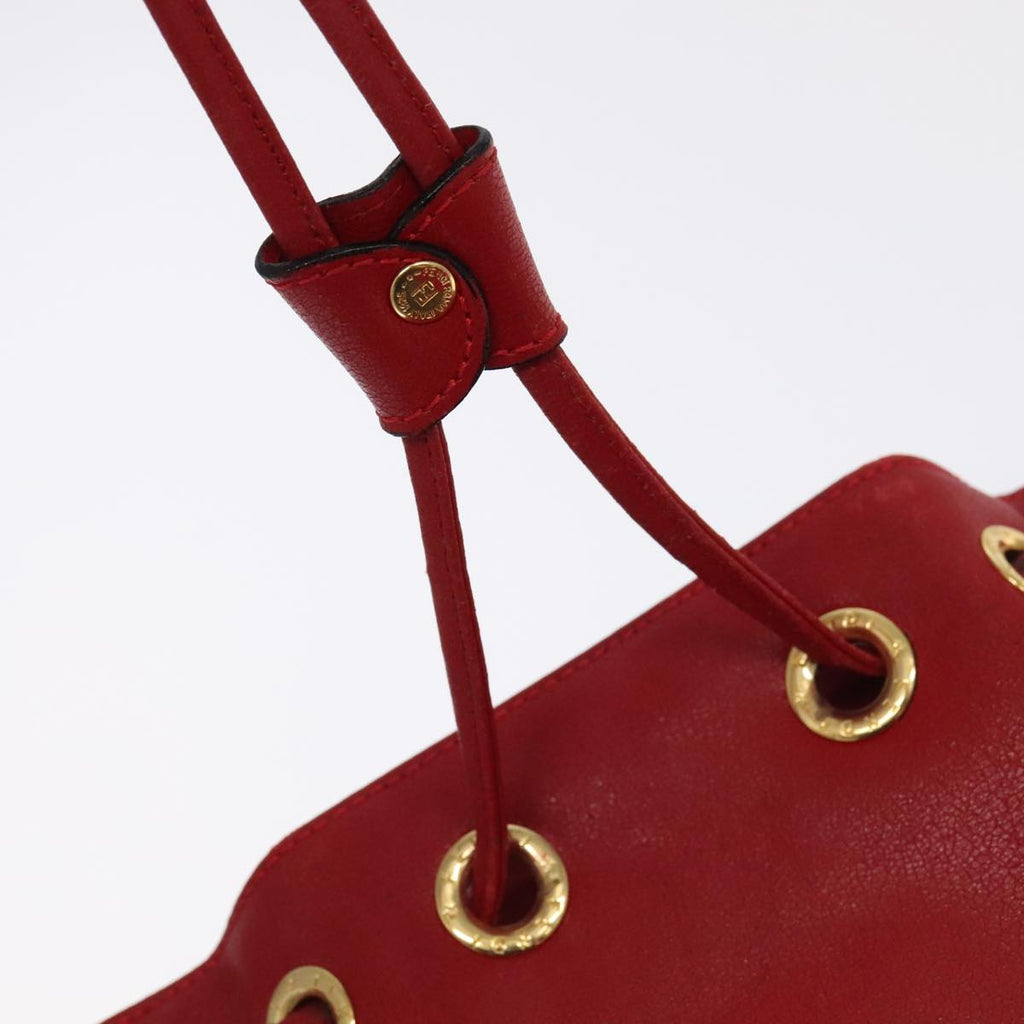 FENDI Backpack Leather Red Gold 106152