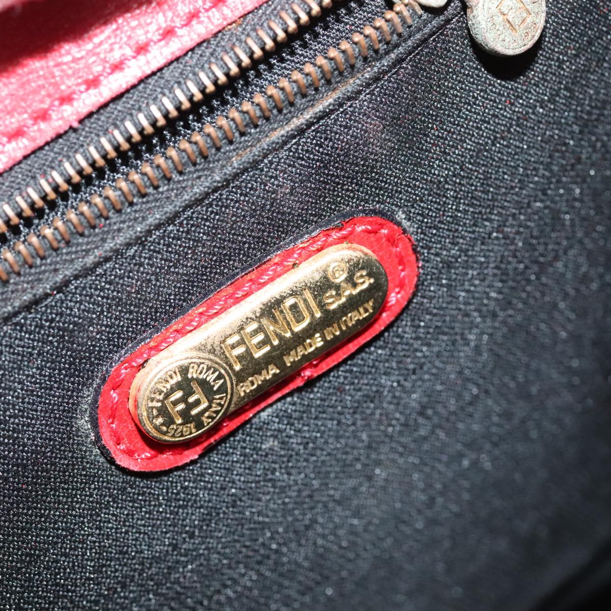FENDI Backpack Leather Red Gold 106152