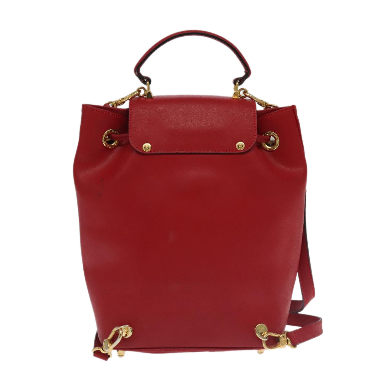 FENDI Backpack Leather Red Gold 106152