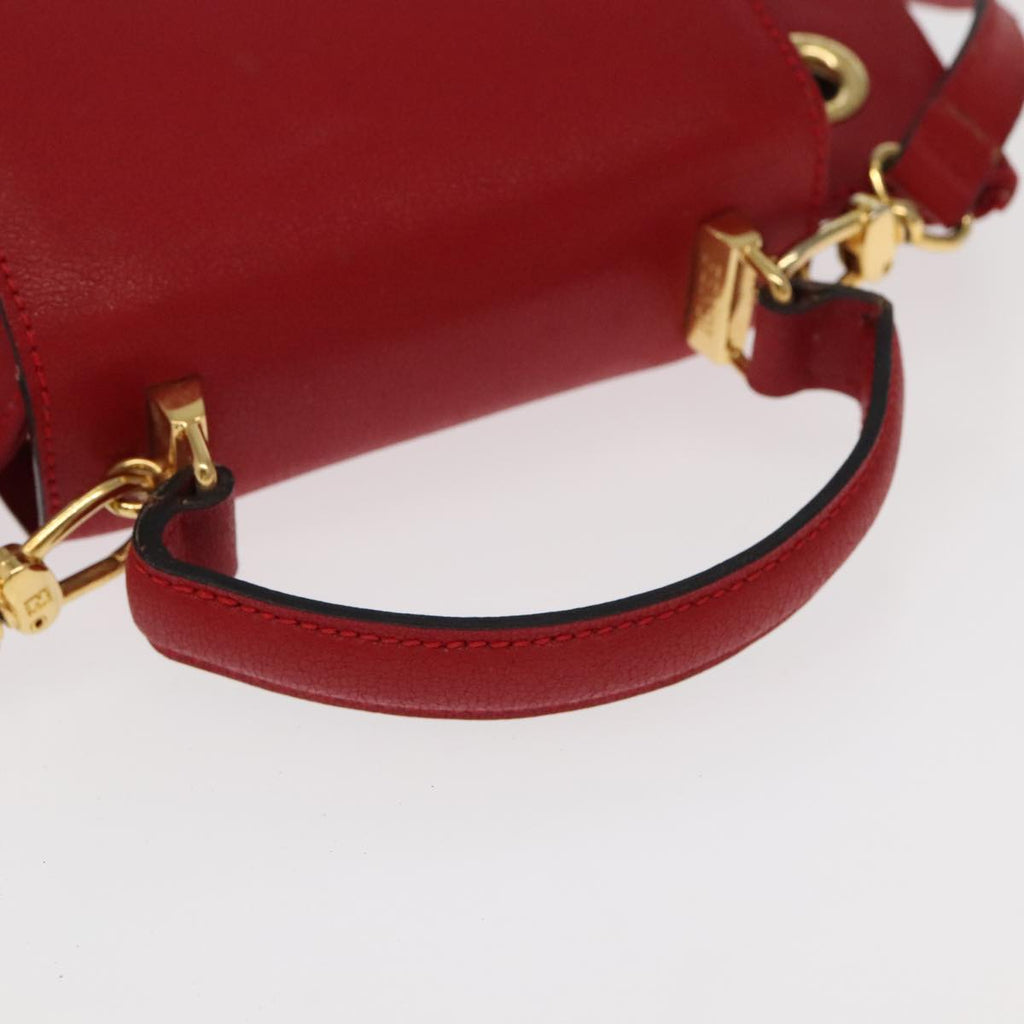 FENDI Backpack Leather Red Gold 106152
