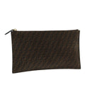 FENDI Zucchino Canvas Clutch Bag Brown 106217