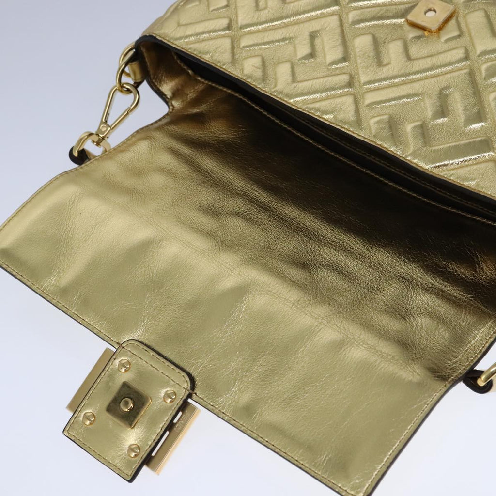 FENDI Zucca Canvas Mamma Baguette Shoulder Bag 2way Gold 106218A