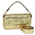 FENDI Zucca Canvas Mamma Baguette Shoulder Bag 2way Gold 106218A