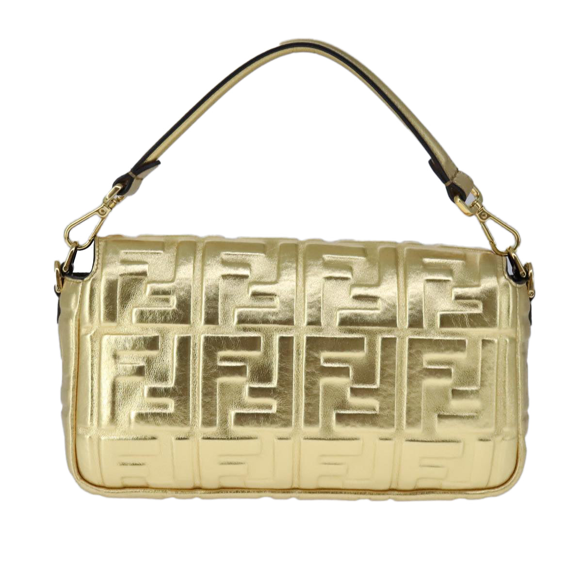 FENDI Zucca Canvas Mamma Baguette Shoulder Bag 2way Gold 106218A