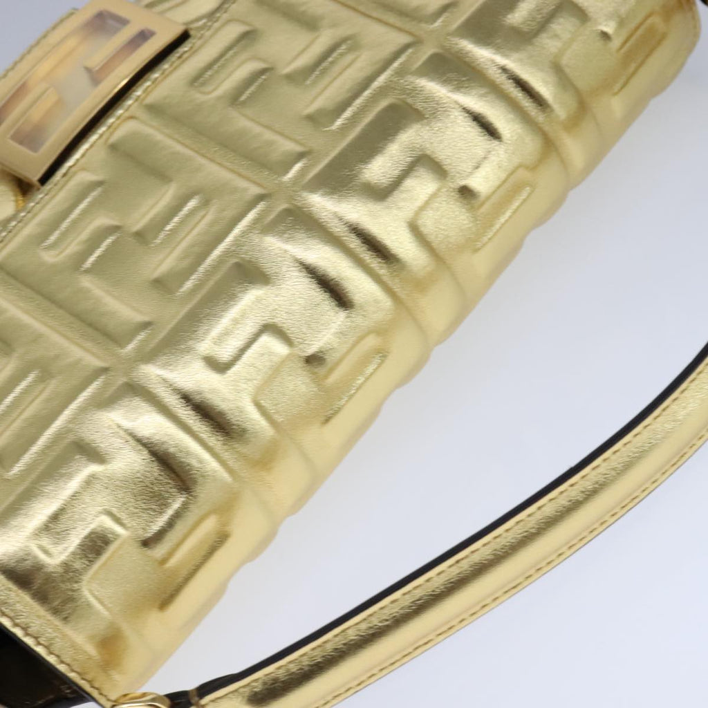 FENDI Zucca Canvas Mamma Baguette Shoulder Bag 2way Gold 106218A