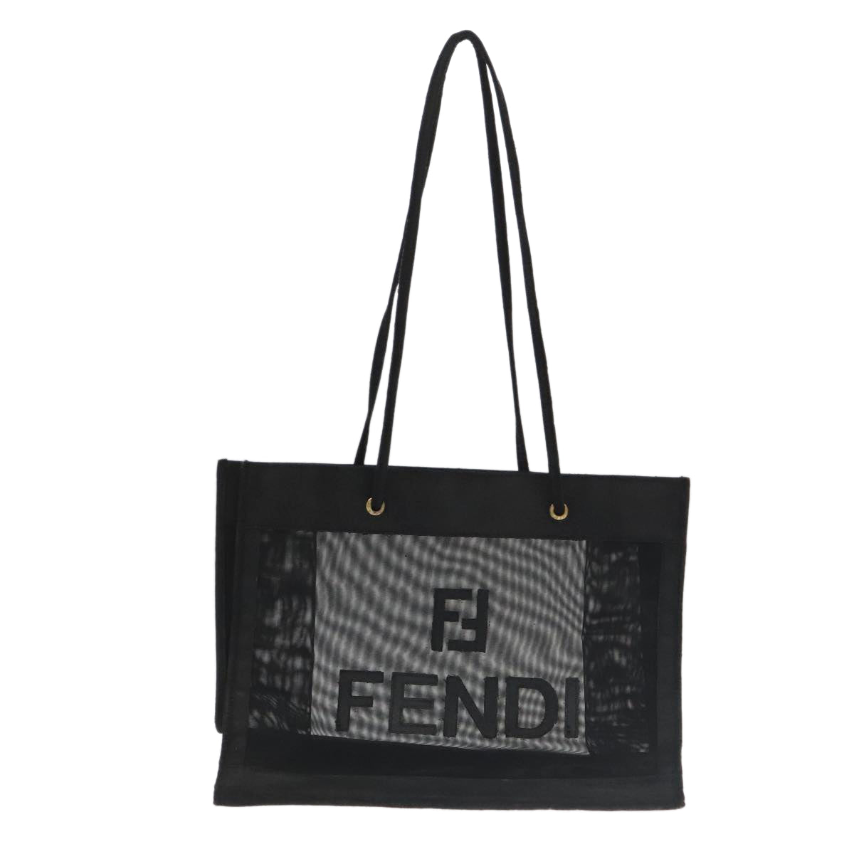 FENDI Shoulder Bag Nylon Black Gold 106335