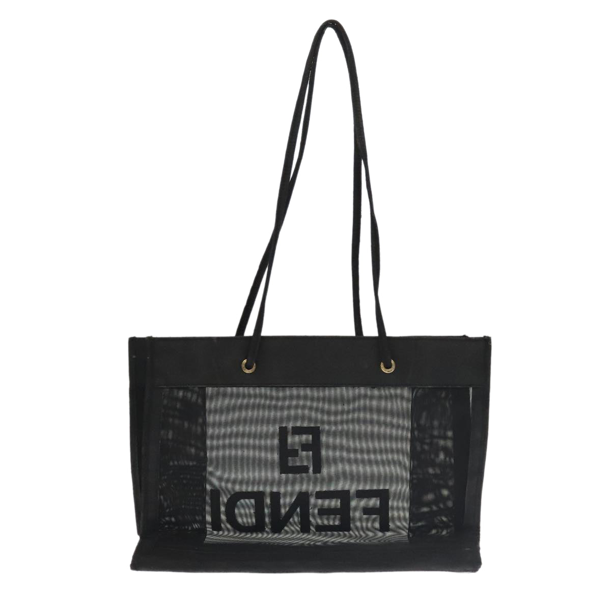 FENDI Shoulder Bag Nylon Black Gold 106335