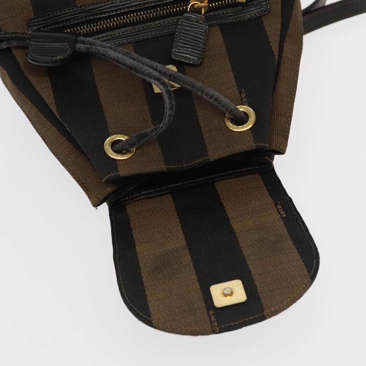 FENDI Pecan Canvas Backpack Beige Black Gold 106338