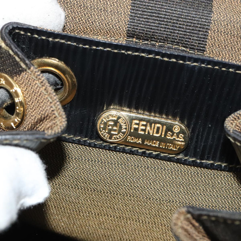 FENDI Pecan Canvas Backpack Beige Black Gold 106338