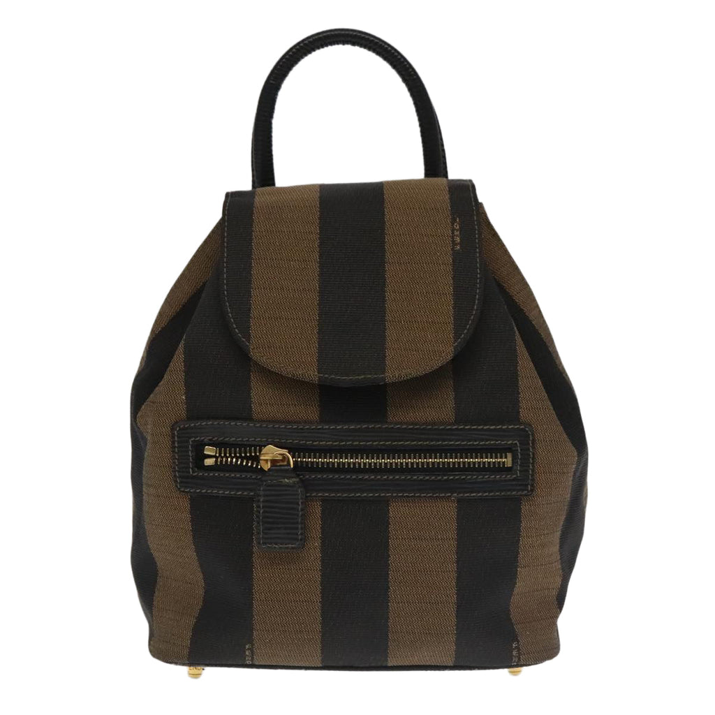 FENDI Pecan Canvas Backpack Beige Black Gold 106338