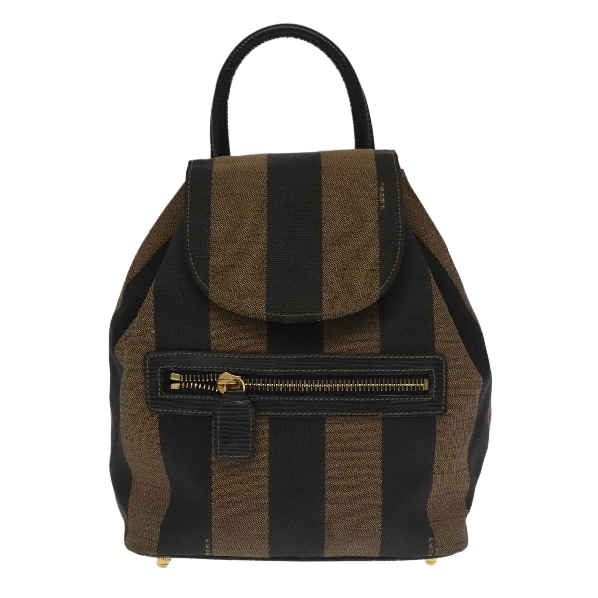FENDI Pecan Canvas Backpack Beige Black Gold 106338