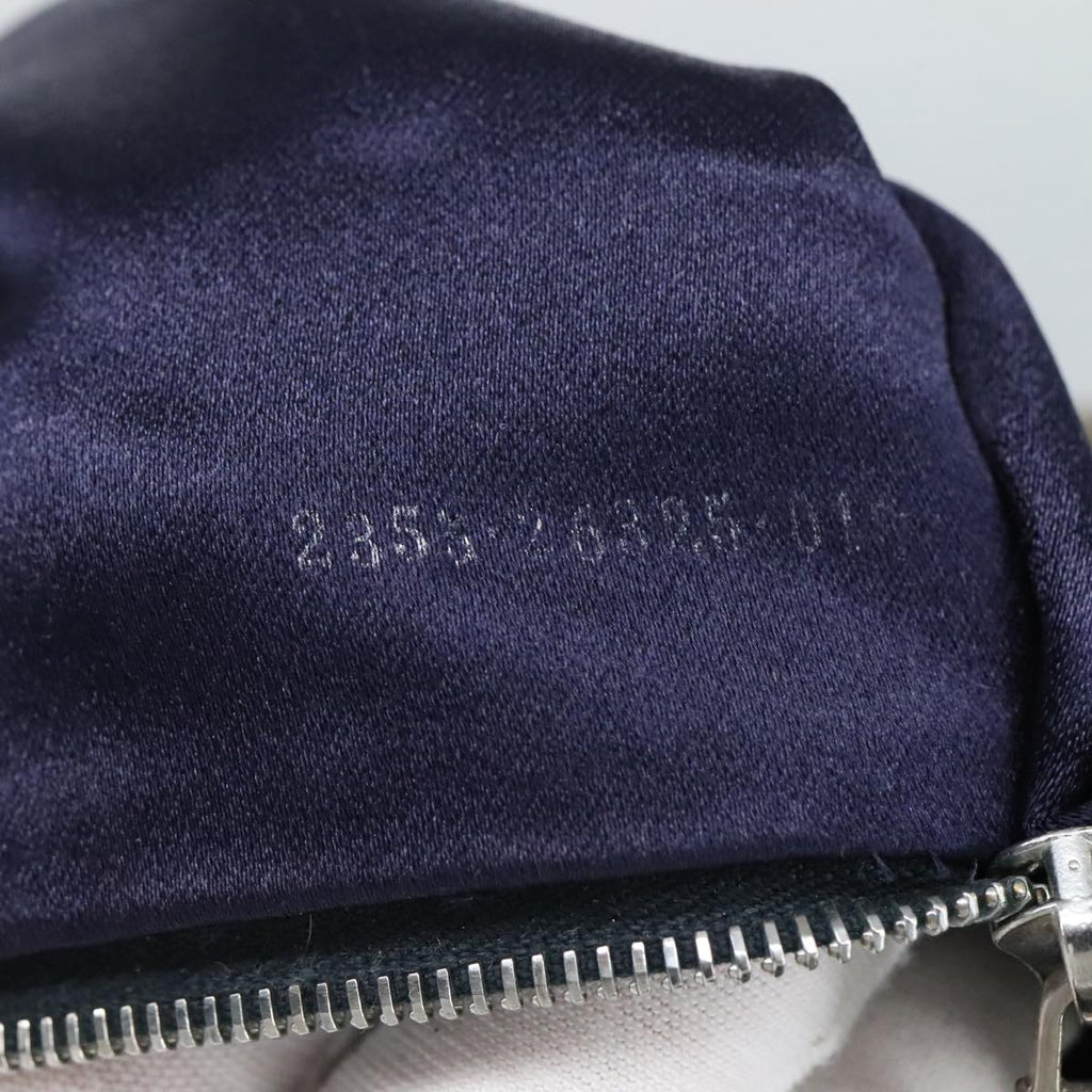 FENDI Zucchino Canvas Mamma Baguette Shoulder Bag Navy Silver 106348