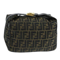 FENDI Zucca Canvas Vanity Pouch Brown Black 106349