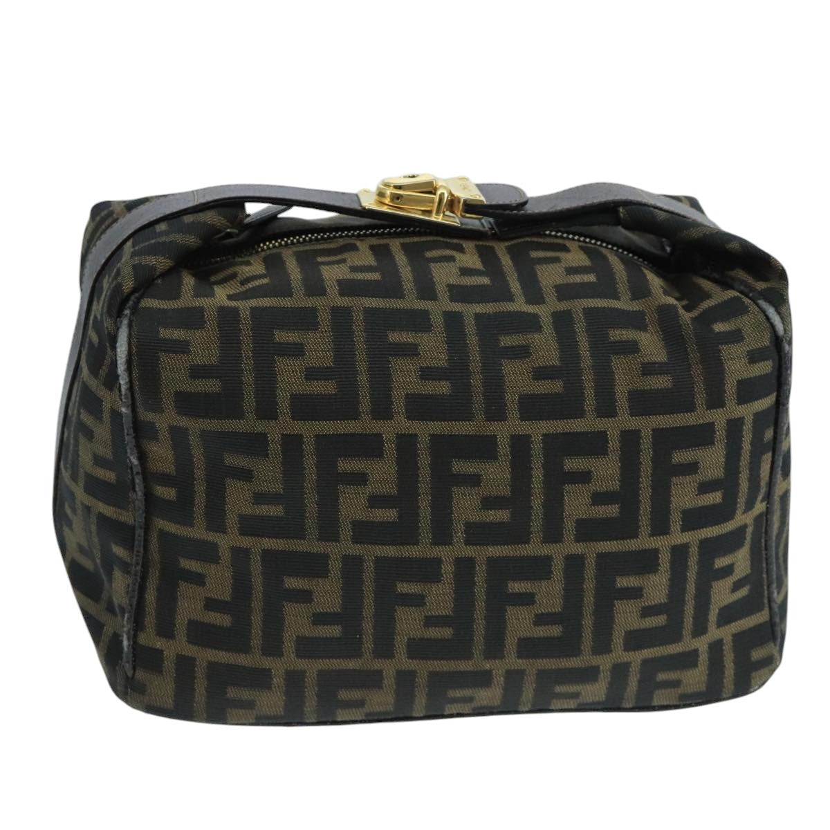 FENDI Zucca Canvas Vanity Pouch Brown Black 106349