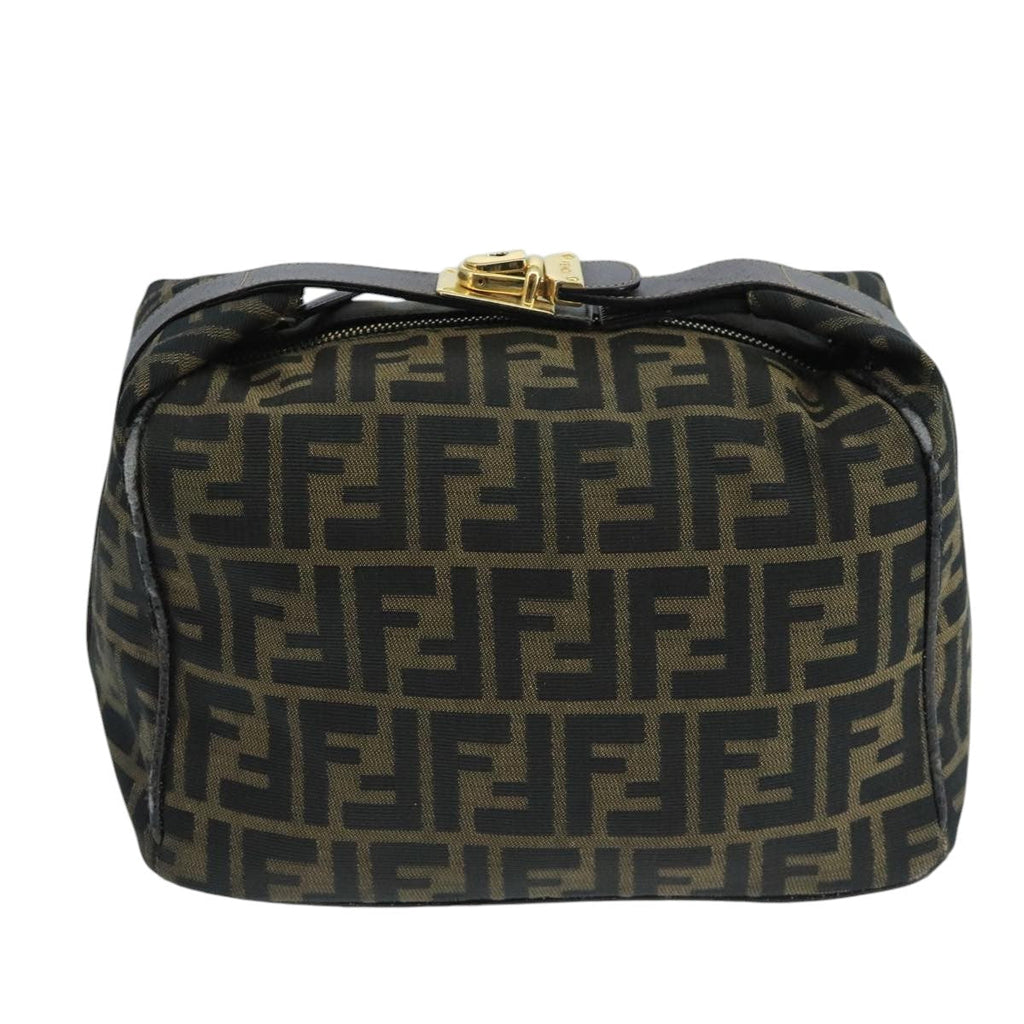 FENDI Zucca Canvas Vanity Pouch Brown Black 106349