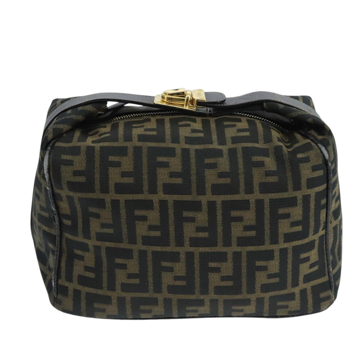 FENDI Zucca Canvas Vanity Pouch Brown Black 106349