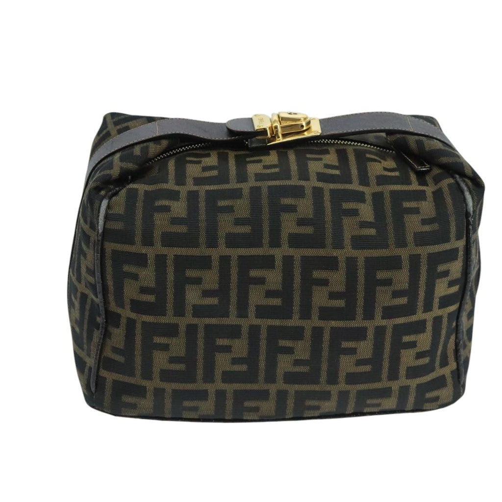 FENDI Zucca Canvas Vanity Pouch Brown Black 106349