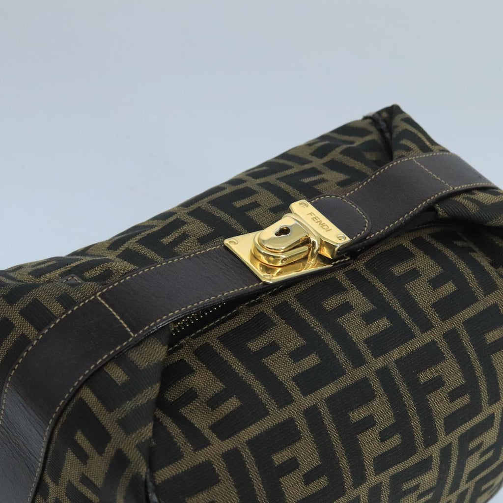 FENDI Zucca Canvas Vanity Pouch Brown Black 106349