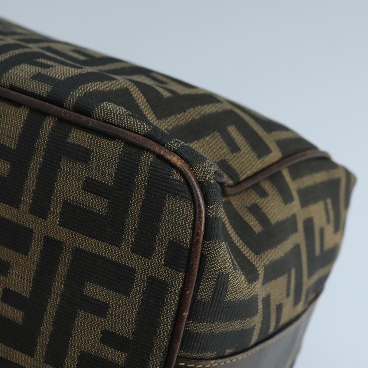 FENDI Zucca Canvas Vanity Pouch Brown Black 106382