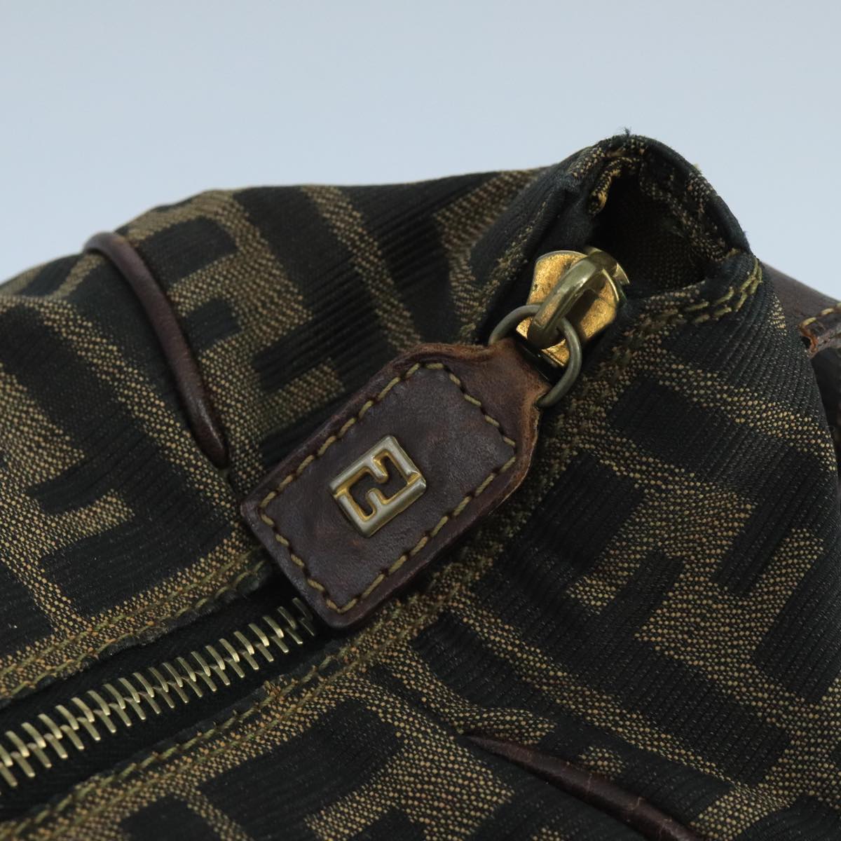 FENDI Zucca Canvas Vanity Pouch Brown Black 106382