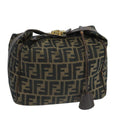FENDI Zucca Canvas Vanity Pouch Brown Black 106382